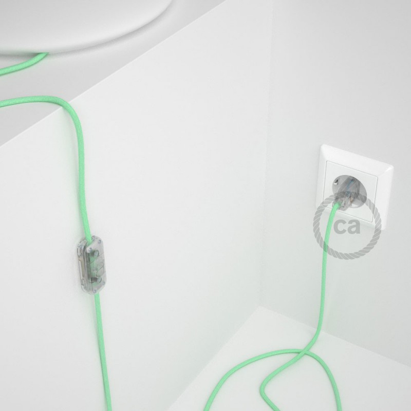Cableado para lámpara, cable RC34 Algodón Leche y Menta 1,8m. Elige tu el color de la clavija y del interruptor!