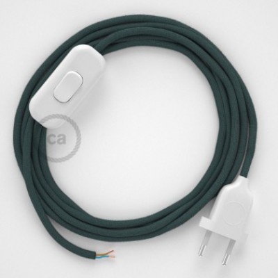 Cableado para lámpara, cable RC30 Algodón Gris Piedra 1,8m. Elige tu el color de la clavija y del interruptor!
