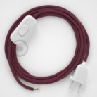 Cableado para lámpara, cable RC32 Algodón Rojo Violeta 1,8m. Elige tu el color de la clavija y del interruptor!