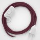 Cableado para lámpara, cable RC32 Algodón Rojo Violeta 1,8m. Elige tu el color de la clavija y del interruptor!