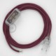 Cableado para lámpara, cable RC32 Algodón Rojo Violeta 1,8m. Elige tu el color de la clavija y del interruptor!