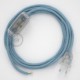 Cableado para lámpara, cable RD75 Algodón y Lino ZigZag Azul Steward 1,8m. Elige tu el color de la clavija y del interruptor!