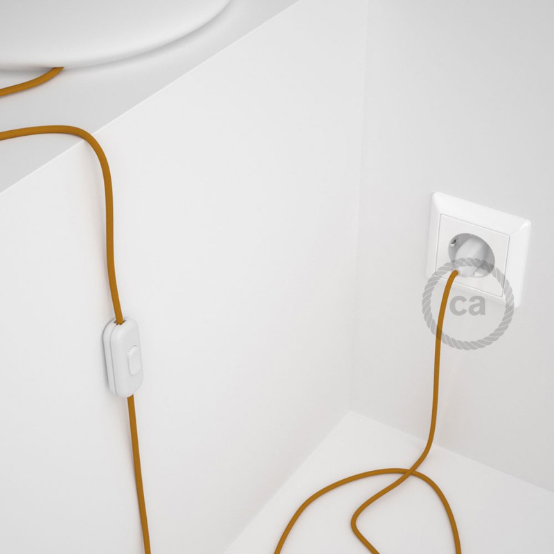 Cableado para lámpara, cable RM25 Efecto Seda Mostaza 1,8m. Elige tu el color de la clavija y del interruptor!