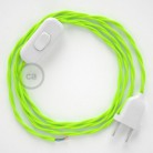 Cableado para lámpara, cable TF10 Efecto Seda Amarillo Fluo 1,8m. Elige tu el color de la clavija y del interruptor!