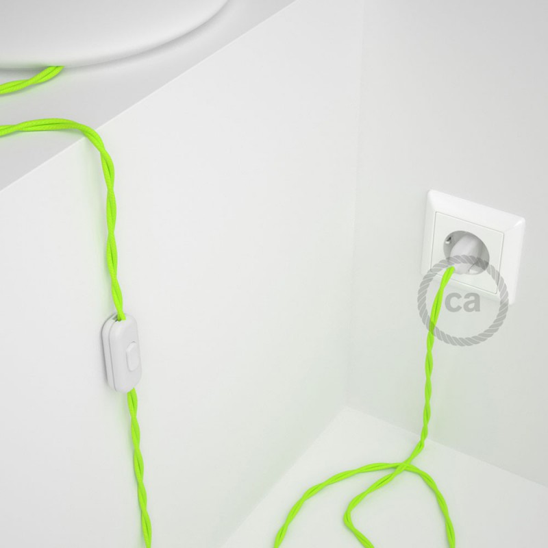 Cableado para lámpara, cable TF10 Efecto Seda Amarillo Fluo 1,8m. Elige tu el color de la clavija y del interruptor!