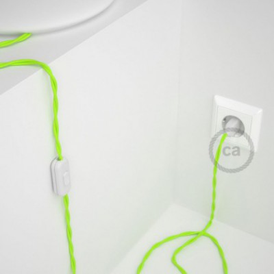Cableado para lámpara, cable TF10 Efecto Seda Amarillo Fluo 1,8m. Elige tu el color de la clavija y del interruptor!