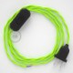 Cableado para lámpara, cable TF10 Efecto Seda Amarillo Fluo 1,8m. Elige tu el color de la clavija y del interruptor!