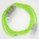 Cableado para lámpara, cable TF10 Efecto Seda Amarillo Fluo 1,8m. Elige tu el color de la clavija y del interruptor!