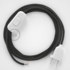 Cableado para lámpara, cable RM26 Efecto Seda Gris Oscuro 1,8m. Elige tu el color de la clavija y del interruptor!