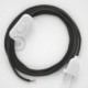 Cableado para lámpara, cable RM26 Efecto Seda Gris Oscuro 1,8m. Elige tu el color de la clavija y del interruptor!