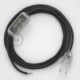 Cableado para lámpara, cable RM26 Efecto Seda Gris Oscuro 1,8m. Elige tu el color de la clavija y del interruptor!