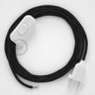 Cableado para lámpara, cable RL04 Efecto Seda Glitter Negro 1,8m. Elige tu el color de la clavija y del interruptor!