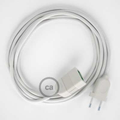 Alargador eléctrico con cable textil RC01 Algodón Blanco 2P 10A Made in Italy.