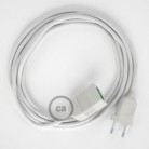 Alargador eléctrico con cable textil RC01 Algodón Blanco 2P 10A Made in Italy.