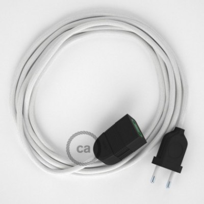 Alargador eléctrico con cable textil RC01 Algodón Blanco 2P 10A Made in Italy.
