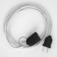Alargador eléctrico con cable textil RC01 Algodón Blanco 2P 10A Made in Italy.