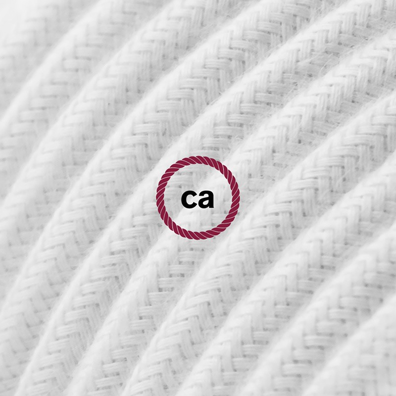 Alargador eléctrico con cable textil RC01 Algodón Blanco 2P 10A Made in Italy.