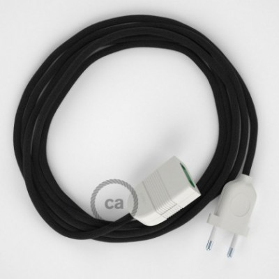 Alargador eléctrico con cable textil RC04 Algodón Negro 2P 10A Made in Italy.