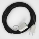 Alargador eléctrico con cable textil RC04 Algodón Negro 2P 10A Made in Italy.