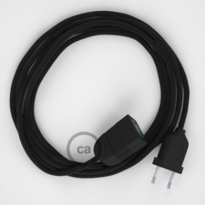 Alargador eléctrico con cable textil RC04 Algodón Negro 2P 10A Made in Italy.