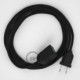 Alargador eléctrico con cable textil RC04 Algodón Negro 2P 10A Made in Italy.