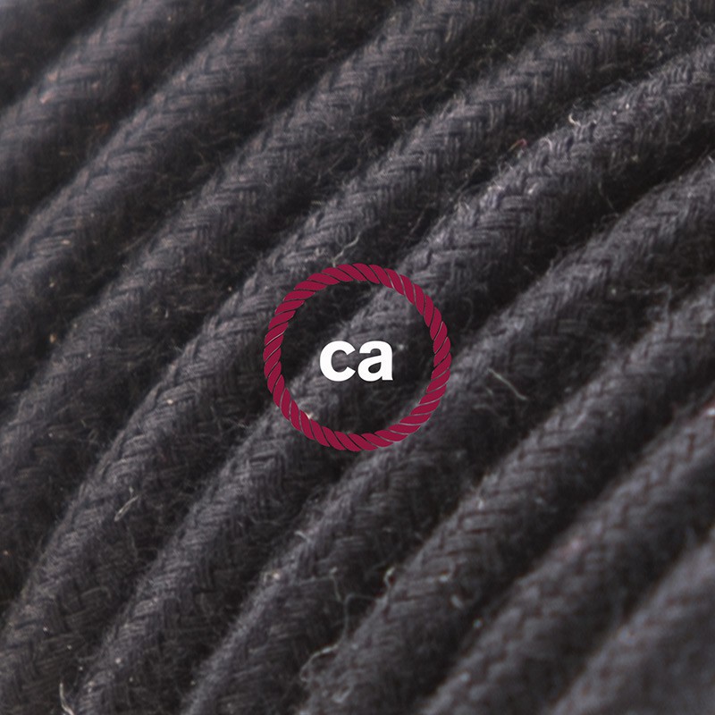 Alargador eléctrico con cable textil RC04 Algodón Negro 2P 10A Made in Italy.