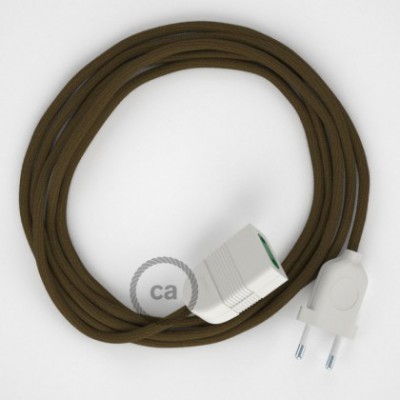 Alargador eléctrico con cable textil RC13 Algodón Marrón 2P 10A Made in Italy.