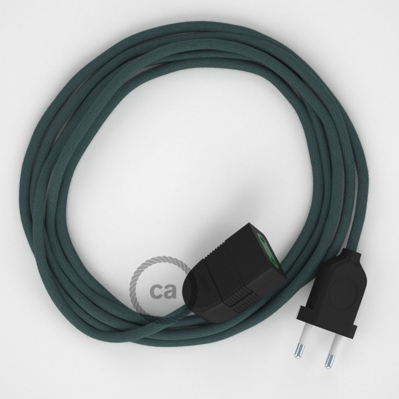 Alargador eléctrico con cable textil RC30 Algodón Gris Piedra 2P 10A Made in Italy.