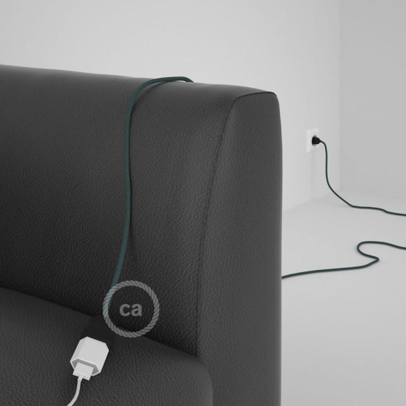 Alargador eléctrico con cable textil RC30 Algodón Gris Piedra 2P 10A Made in Italy.