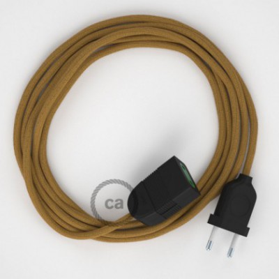 Alargador eléctrico con cable textil RC31 Algodón Miel Dorado 2P 10A Made in Italy.