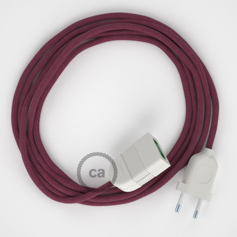 Alargador eléctrico con cable textil RC32 Algodón Rojo Violeta 2P 10A Made in Italy.