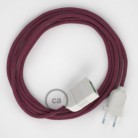 Alargador eléctrico con cable textil RC32 Algodón Rojo Violeta 2P 10A Made in Italy.