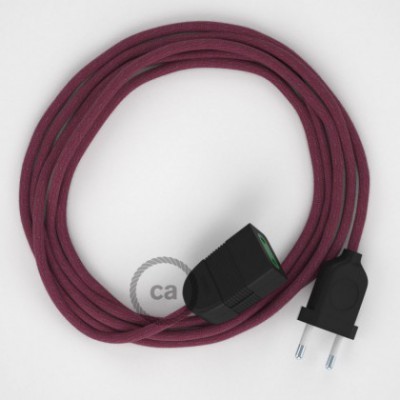 Alargador eléctrico con cable textil RC32 Algodón Rojo Violeta 2P 10A Made in Italy.