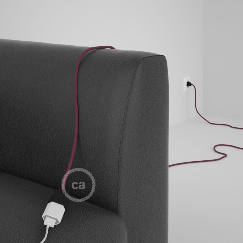 Alargador eléctrico con cable textil RC32 Algodón Rojo Violeta 2P 10A Made in Italy.