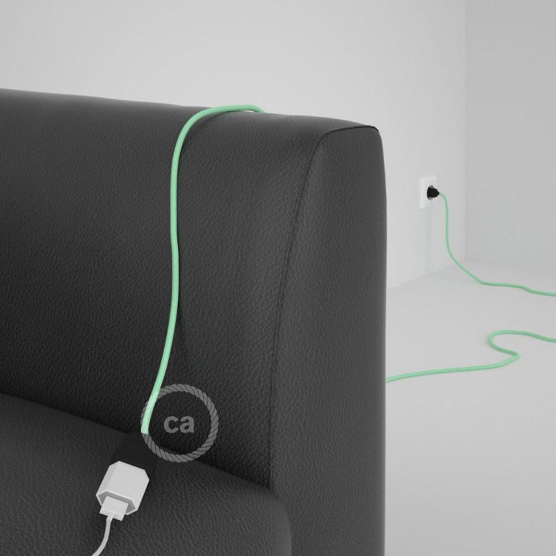 Alargador eléctrico con cable textil RC34 Algodón Leche y Menta 2P 10A Made in Italy.
