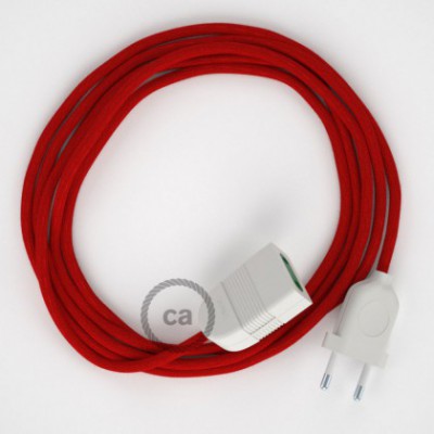 Alargador eléctrico con cable textil RC35 Algodón Rojo Fuego 2P 10A Made in Italy.