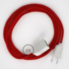 Alargador eléctrico con cable textil RC35 Algodón Rojo Fuego 2P 10A Made in Italy.