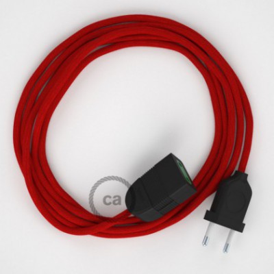 Alargador eléctrico con cable textil RC35 Algodón Rojo Fuego 2P 10A Made in Italy.