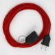 Alargador eléctrico con cable textil RC35 Algodón Rojo Fuego 2P 10A Made in Italy.