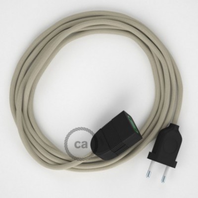 Alargador eléctrico con cable textil RC43 Algodón Gris Pardo 2P 10A Made in Italy.