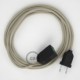 Alargador eléctrico con cable textil RC43 Algodón Gris Pardo 2P 10A Made in Italy.