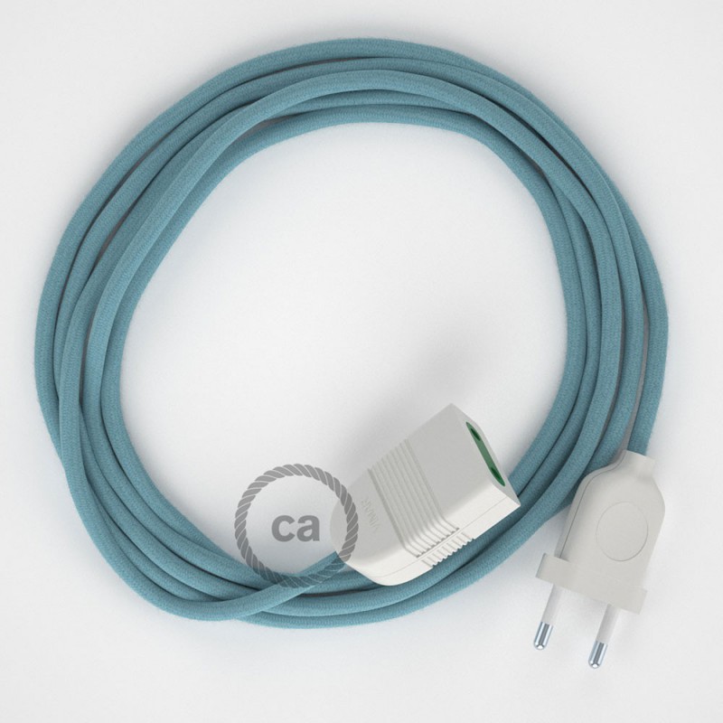 Alargador eléctrico con cable textil RC53 Algodón Oceano 2P 10A Made in Italy.