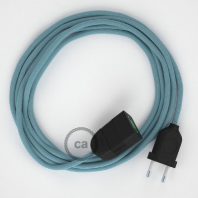 Alargador eléctrico con cable textil RC53 Algodón Oceano 2P 10A Made in Italy.