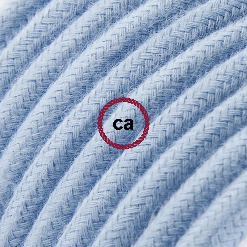 Alargador eléctrico con cable textil RC53 Algodón Oceano 2P 10A Made in Italy.