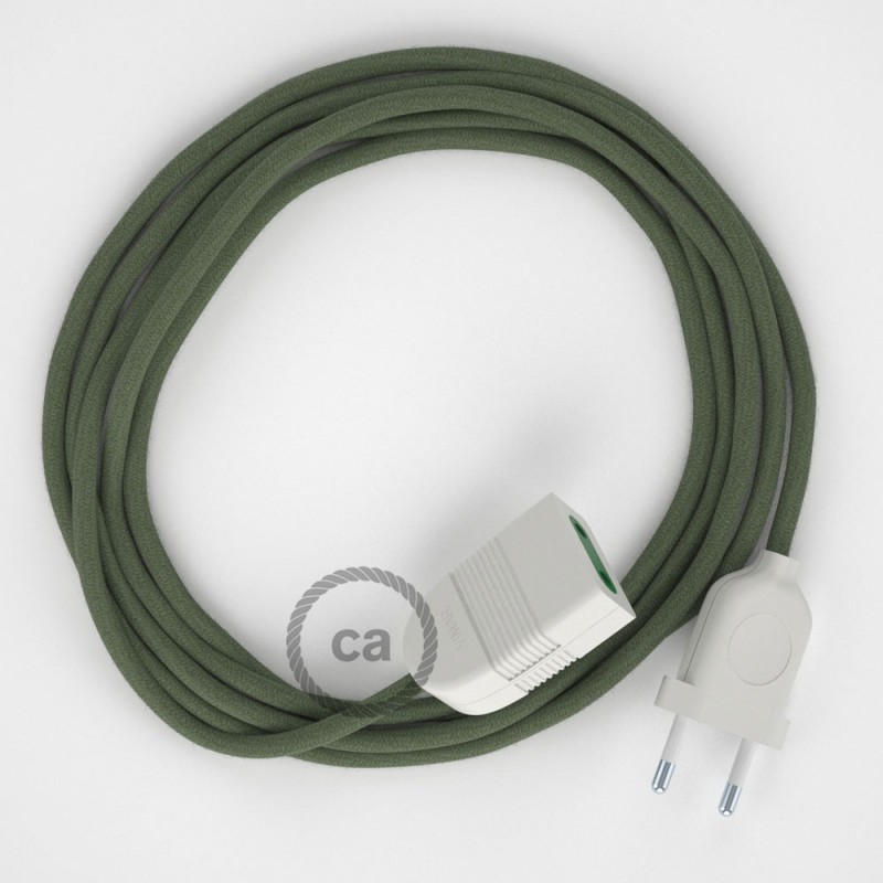 Alargador eléctrico con cable textil RC63 Algodón Verde Gris 2P 10A Made in Italy.