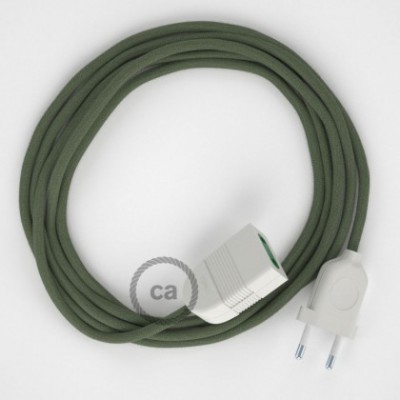 Alargador eléctrico con cable textil RC63 Algodón Verde Gris 2P 10A Made in Italy.