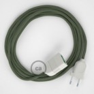 Alargador eléctrico con cable textil RC63 Algodón Verde Gris 2P 10A Made in Italy.