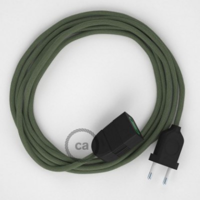 Alargador eléctrico con cable textil RC63 Algodón Verde Gris 2P 10A Made in Italy.