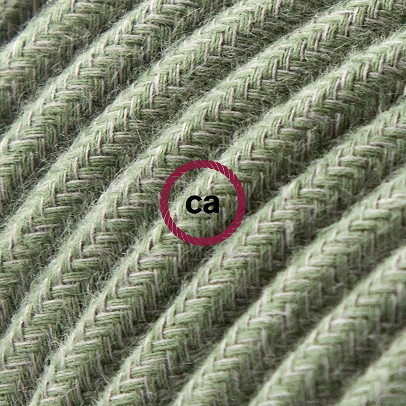 Alargador eléctrico con cable textil RC63 Algodón Verde Gris 2P 10A Made in Italy.
