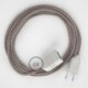 Alargador eléctrico con cable textil RD51 Algodón y Lino Natural Stripes Rosa Viejo 2P 10A Made in Italy.